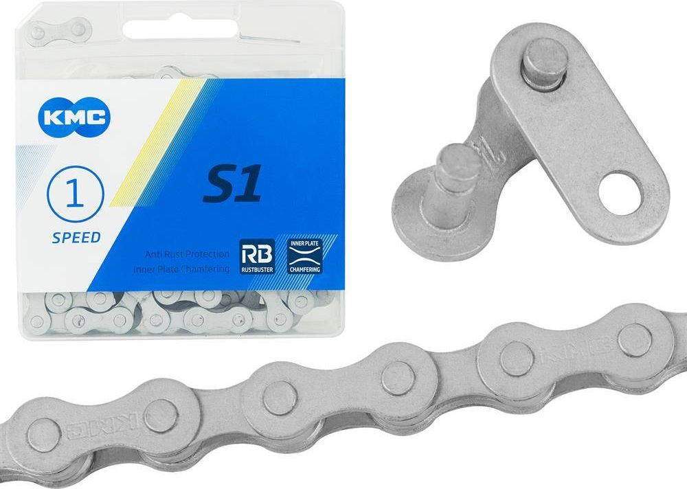 KMC Łańcuch KMC S1 Wide RB 1/2 x 1/8, 112 ogniw, 8.6mm, srebrny, 1-rzędowy uniwersalny