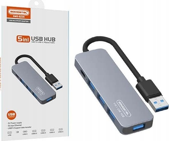 Adapter USB Canyon ADAPTER HOST USB-C SOMOSTEL SMS-BZ09 DEX PD 60W 1XTYP-C 1XUSB 3.0 3XUSB 2.0>