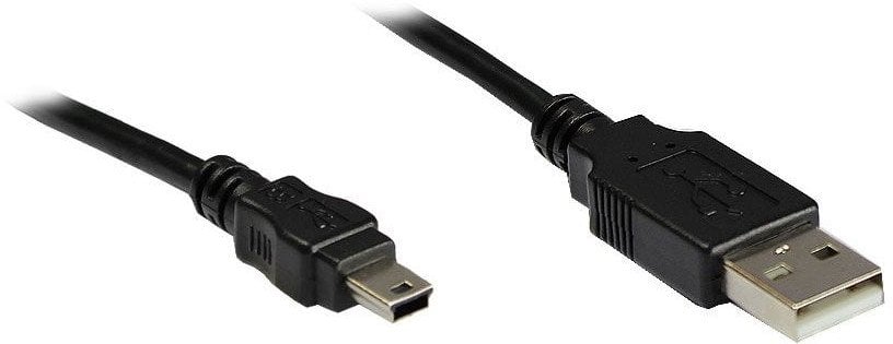 Kabel USB Alcasa USB-A - miniUSB 0.15 m Czarny (3310-AM01)