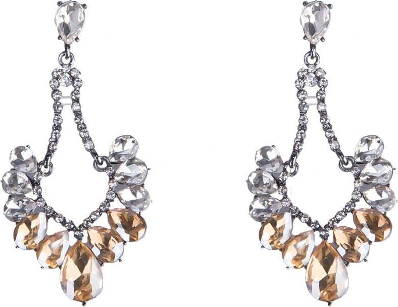 KOKONET KOLCZYKI złote WISZĄCE KRYSZTAŁOWE grafitowe