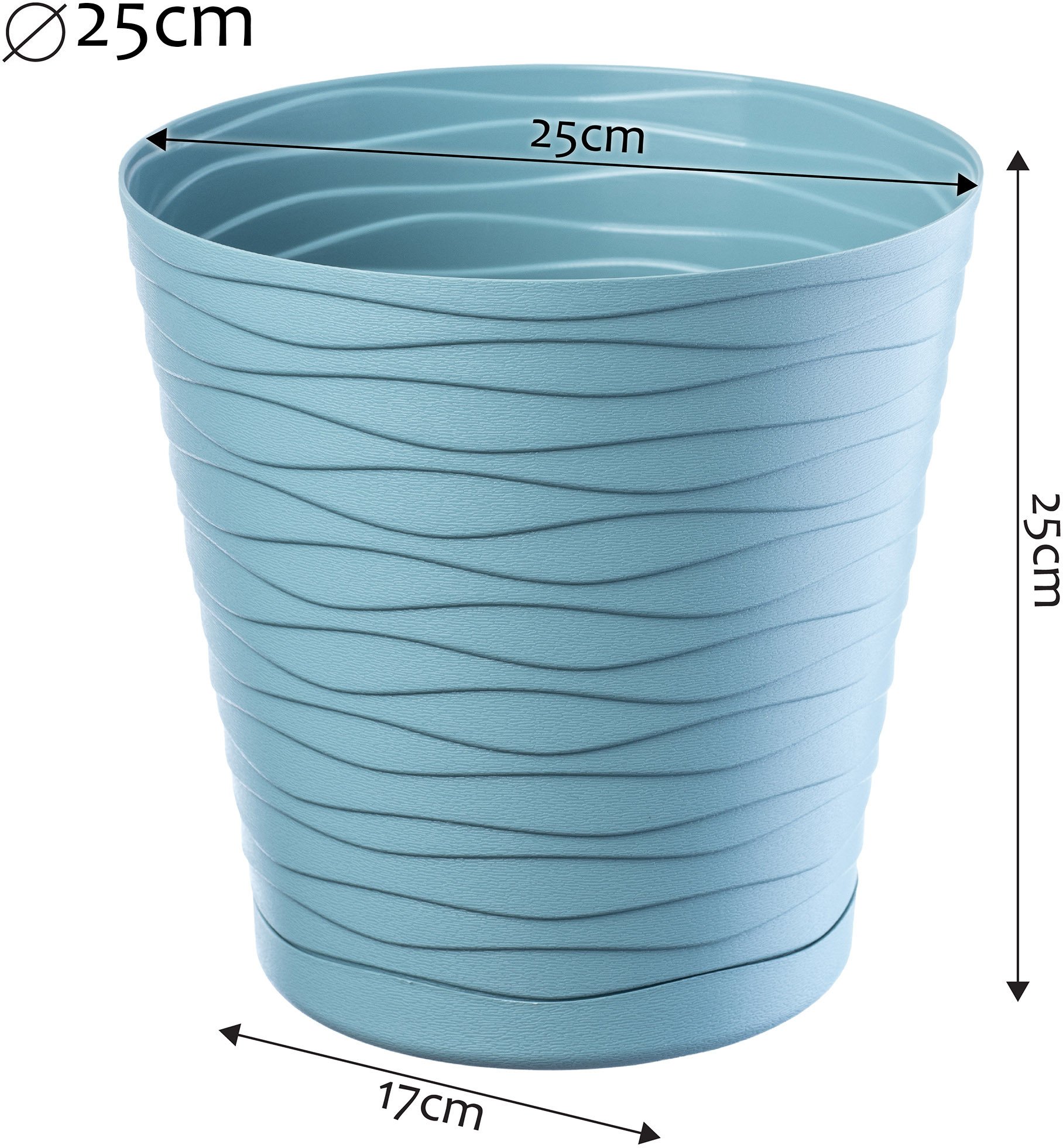 KADAX Doniczka Donica Na Kwiaty 25 cm Osłonka Z Podstawką Kwietnik Plastikowa