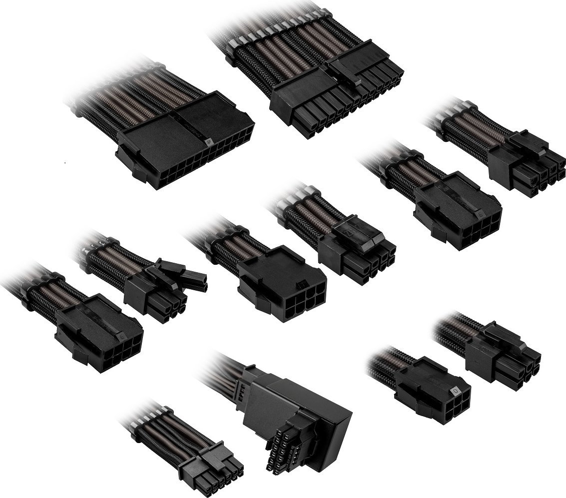Kolink Kolink Core Pro Braided Cable Extension Kit 12V-2x6 Type 1 - Jet Black/Gunmetal Grey