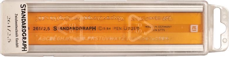 Standardgraph Szablon 261/2,5 Standardgraph pismo techniczne kursywa 2,5 mm