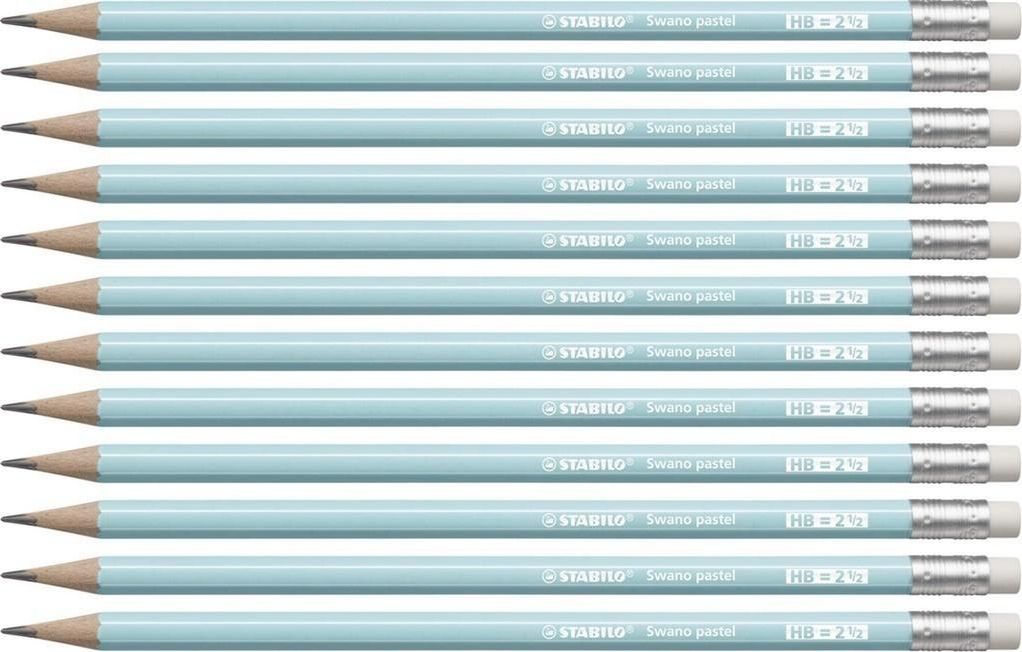 Stabilo Ołówek Swano Pastel HB z gumką niebieski (12szt)