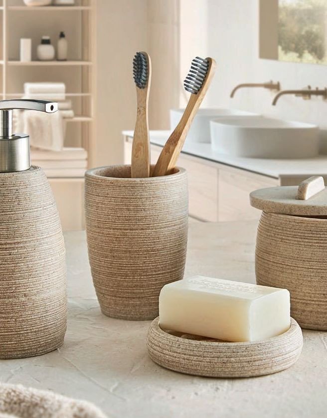 Kleine Wolke Sand Kubek łazienkowy kompozyt ceramiczny Eco* Care beż macadamia