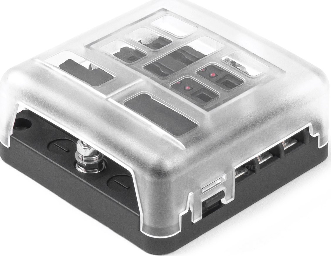 AMiO Skrzynka bezpiecznikowa z szyną ujemną led 6 gniazd amio-03038