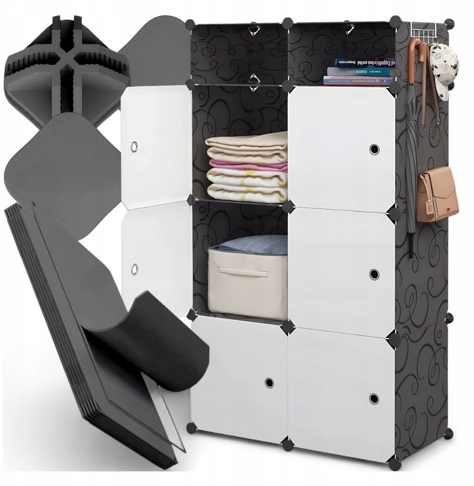 SZAFA MODUŁOWA GARDEROBA UBRANIA CZARNA KANZA