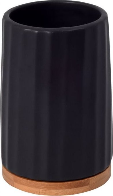 Bisk Kubek na szczoteczki i pastę czarny ceramiczny 8x12 cm