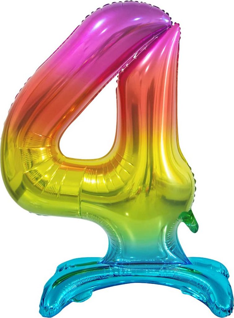 GoDan Balon foliowy cyfra 4 tęczowa - 74 cm uniwersalny