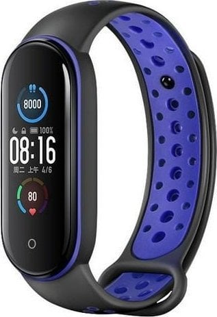 Beline Beline pasek Design Mi Band 7/6/5 czarno-niebieski /black-blue