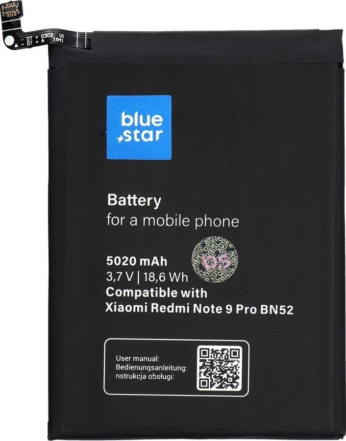 Bateria Blue Star Bateria do Xiaomi Redmi Note 9 PRO (BN52) 5020 mAh Li-Ion Blue Star