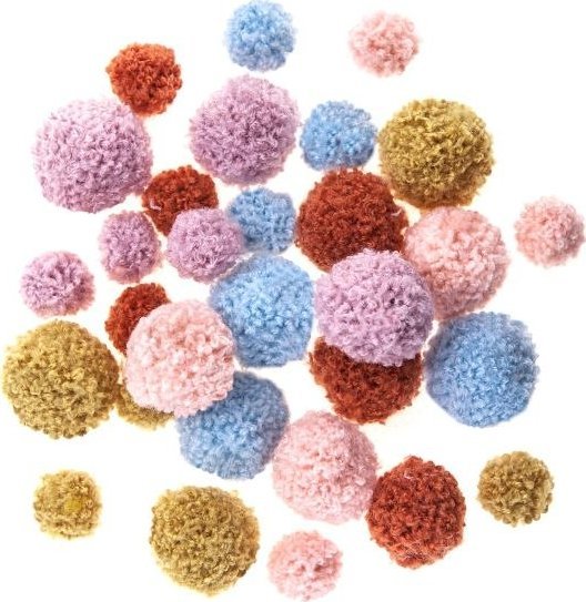 BREWIS POMPONY PLUSZOWE TEDDY, 30 SZT., MULTIKOLOR