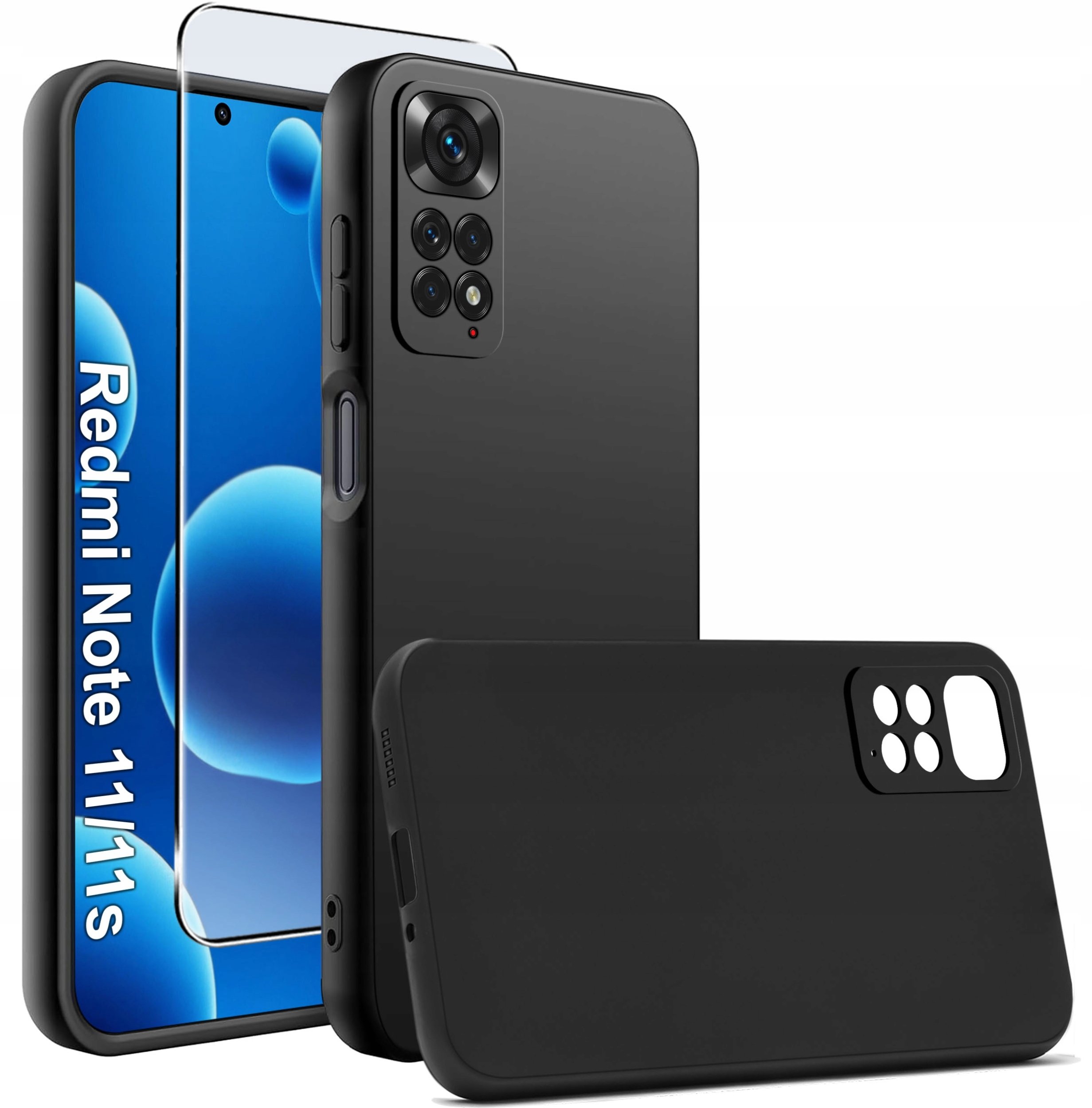 Hello Case Etui Matowe Czarne Silikon Slim do Xiaomi Redmi Note 11 | 11S + SZKŁO 9H