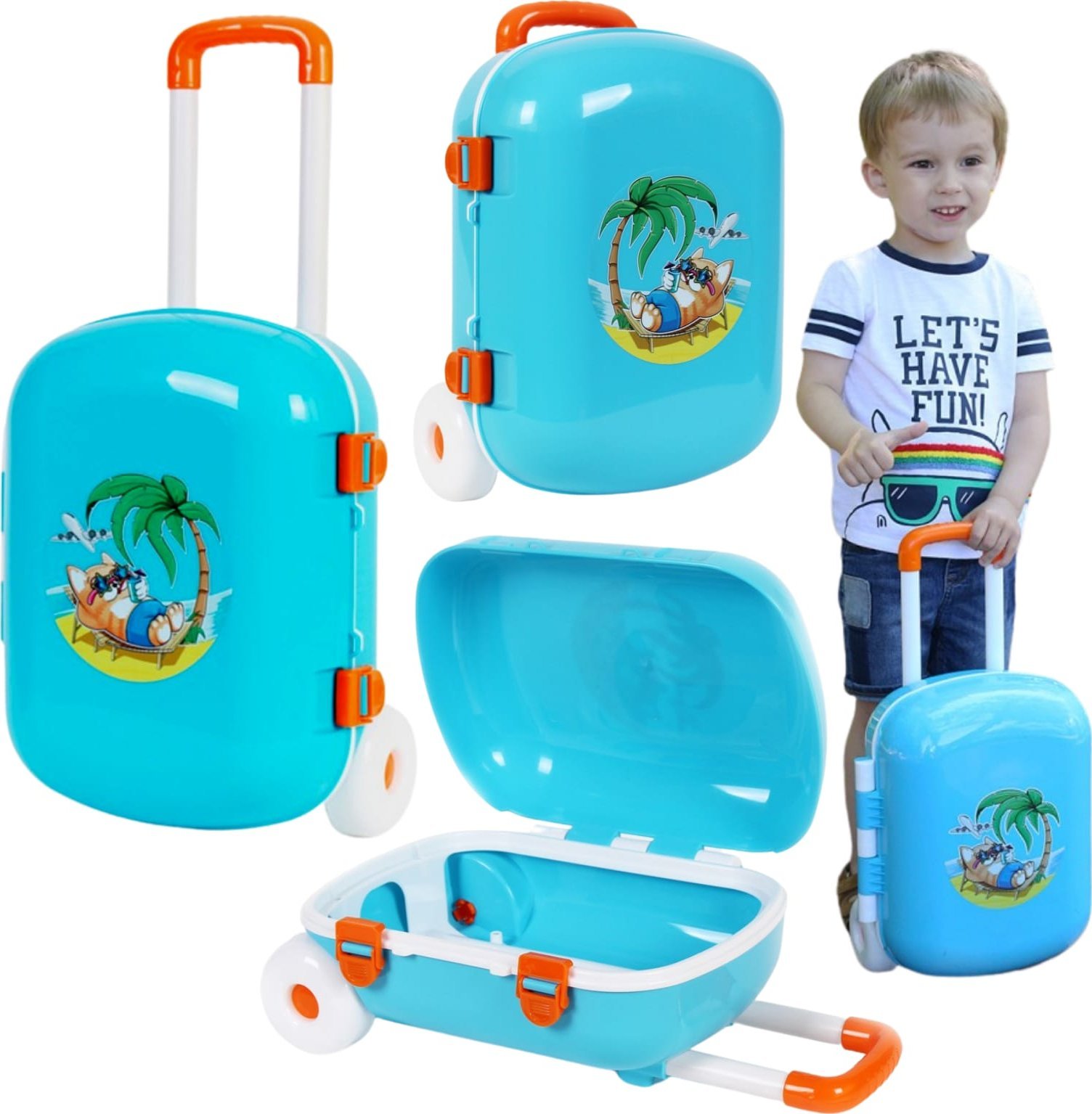 Walizka Dla Dzieci Zamykana Na Kółkach Wakacyjna Grafika Wygodna Rączka
