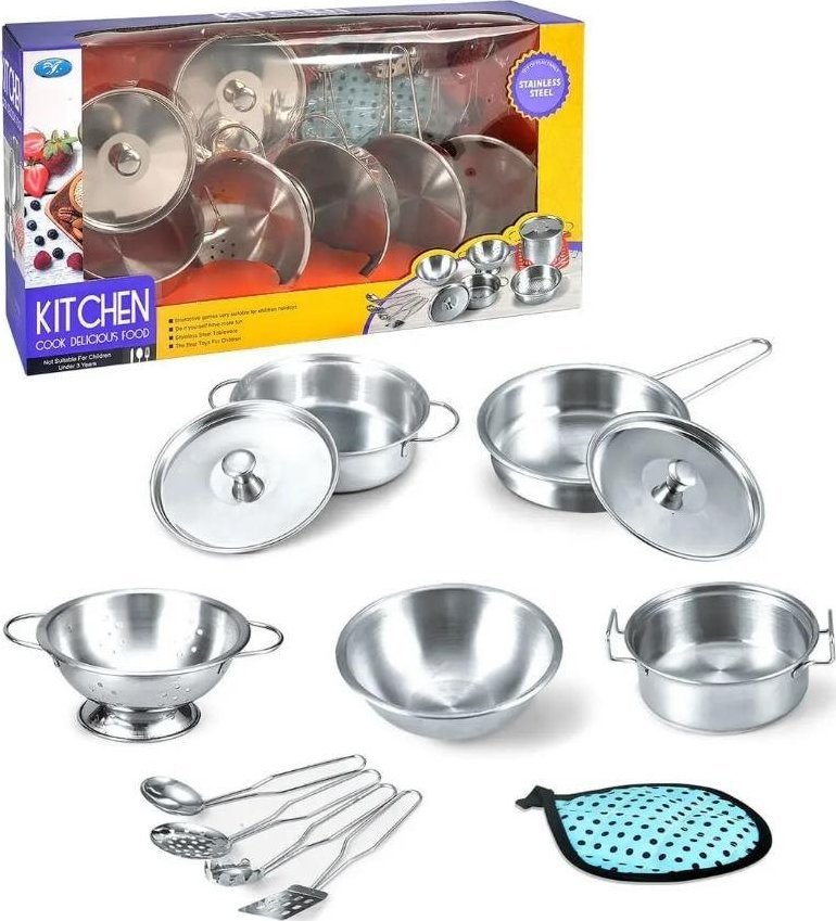 Metalowy zestaw garnków dla dzieci