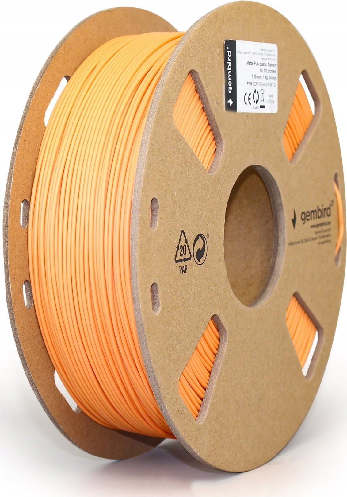 Gembird GEMBIRD Filament PLA matowy pomarańczowy 1.75mm 1kg