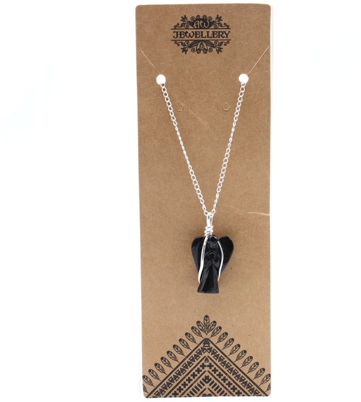 Wisiorek Anioł Stróż - Czarny Agat