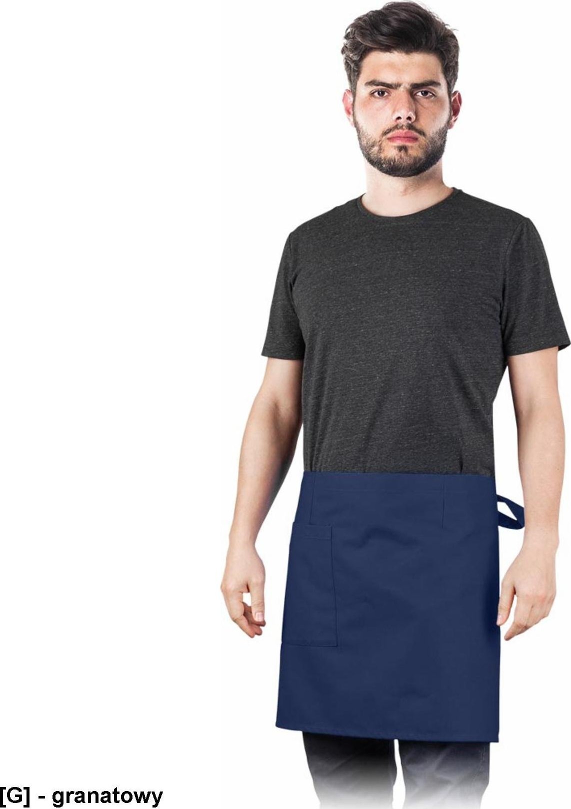 R.E.I.S. FZAP-CLASSIC - fartuch typu zapaska kelnerska gastronomiczna - czarny - 75x45 cm.