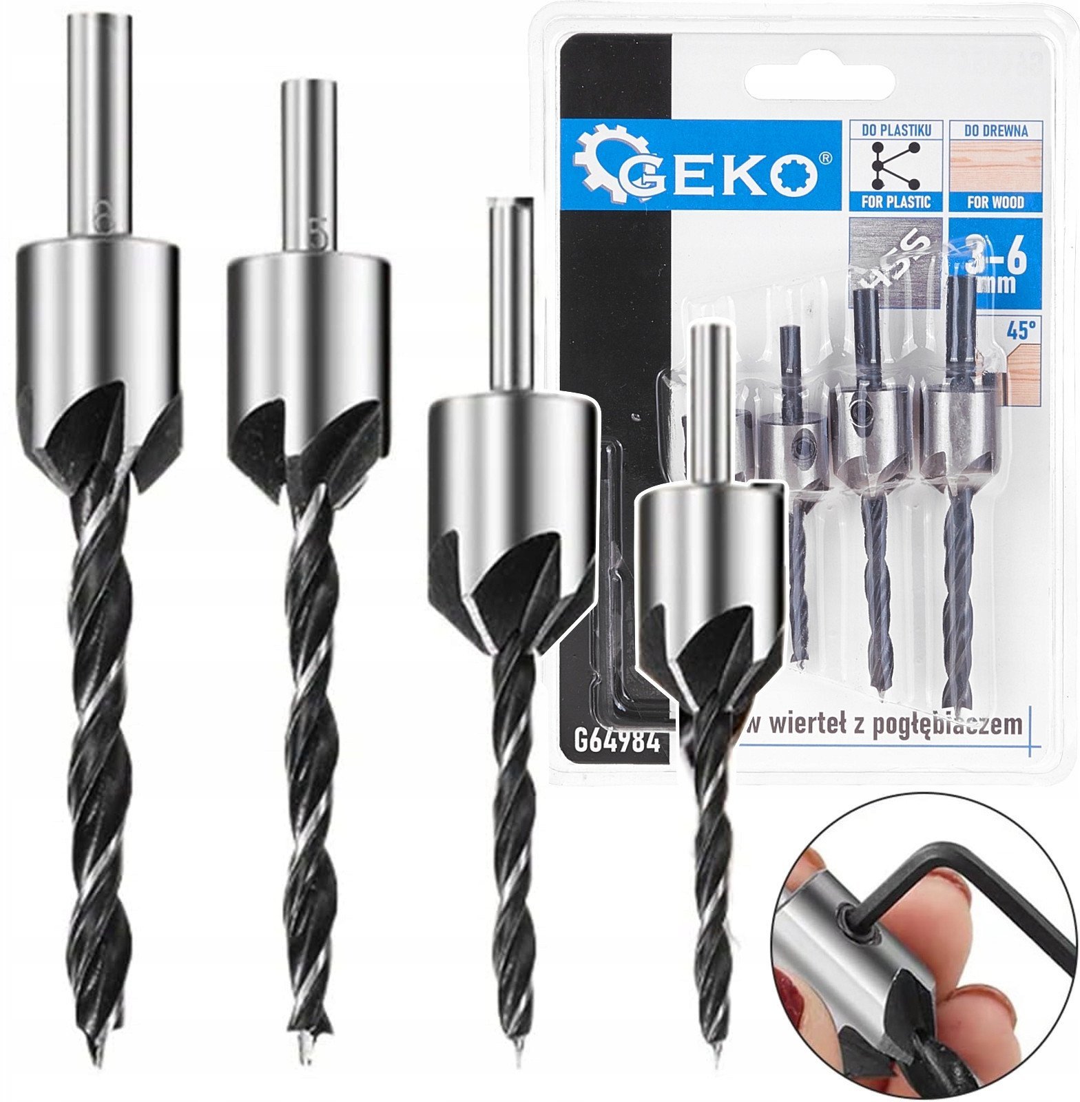 Zestaw wierteł z pogłębiaczem 5el.(25/100)