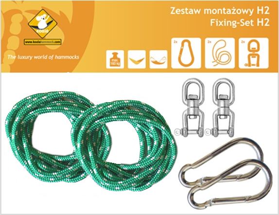 Koala Zestaw montażowy H2 do hamaków, zielony (koala/zh2)
