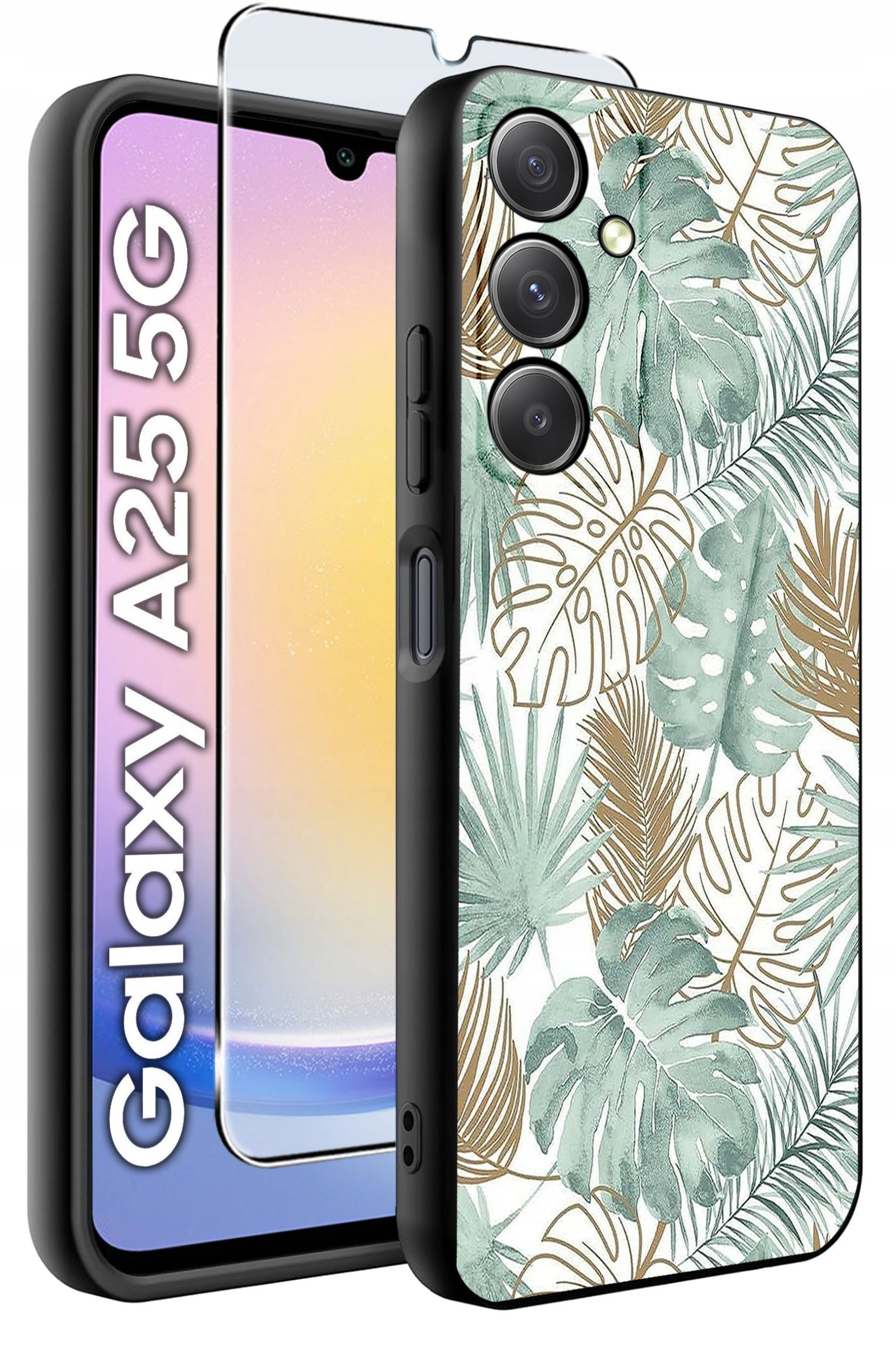 ETUI do Samsung A25 5G WZORY | SILIKONOWE MATT CASE + SZKŁO HARTOWANE 9H