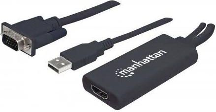 Kabel Manhattan HDMI - D-Sub (VGA) + USB-A 0.3m czarny (152426)