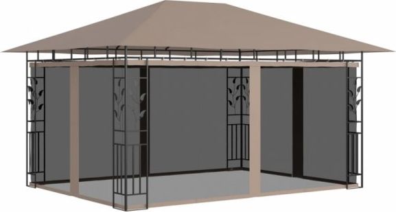 vidaXL Altana ogrodowa z moskitierą, 4x3x2,73 m, kolor taupe, 180 g/m