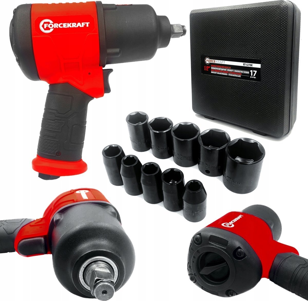 Klucz udarowy Forcekraft Klucz pneumatyczny udarowy TWIN HAMMER 720Nm 1/2"