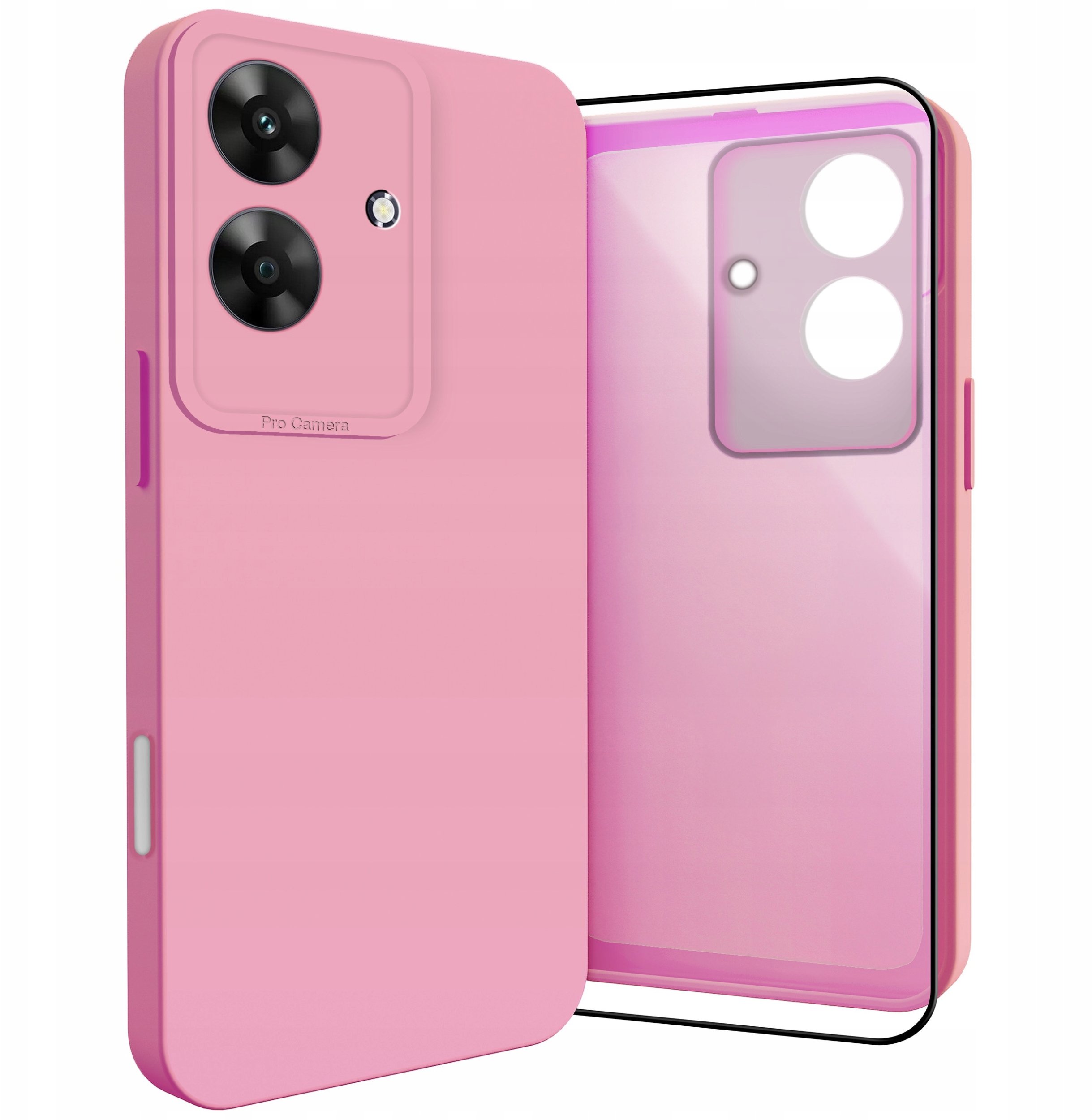Etui do Realme Note 60 (Osłona Kamery, Różowe, Plecki, Ochronne) Szkło 9H