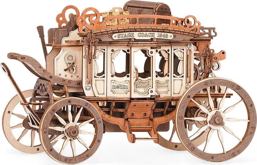 Robotime ROBOTIME Drewniane Puzzle Model 3D - Pozytywka Dyliżans Bryczka