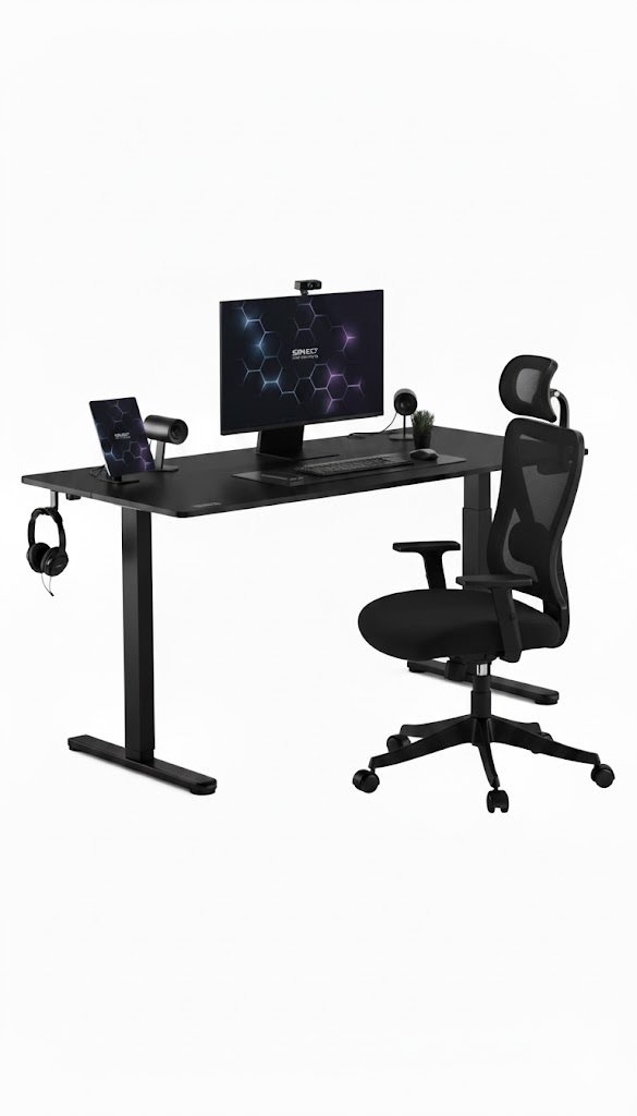 Krzesło biurowe SENSE7 Krzesło Tone Czarne + Biurko Nojo Czarne 140x70 cm Black