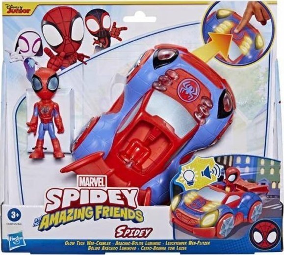 Hasbro Zestaw Samochodów Hasbro Spiderman and His Amazing Friends Glow Tech Światła 2 Części z dźwiękiem 4 Sztuk