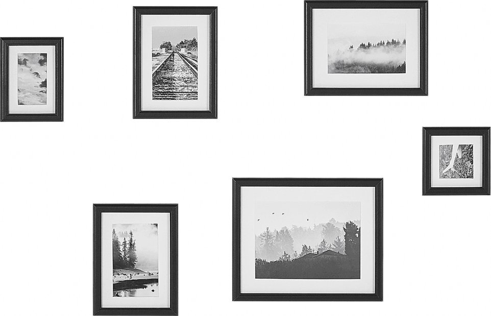 Ramka Beliani Galeria ścienna krajobrazy 6 ramek czarna ZINIARE