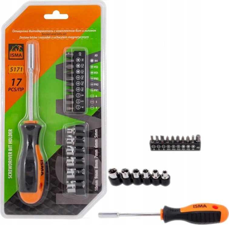 Isma Wkrętak uniwersalny bity zestaw 17 el