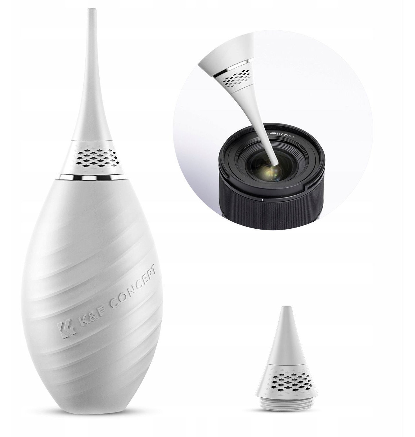 Gruszka Dmuchawka 2w1 Do Czyszczenia Matrycy Optyki Aparatu Obiektywu K&f / Kf08.048 / Biały