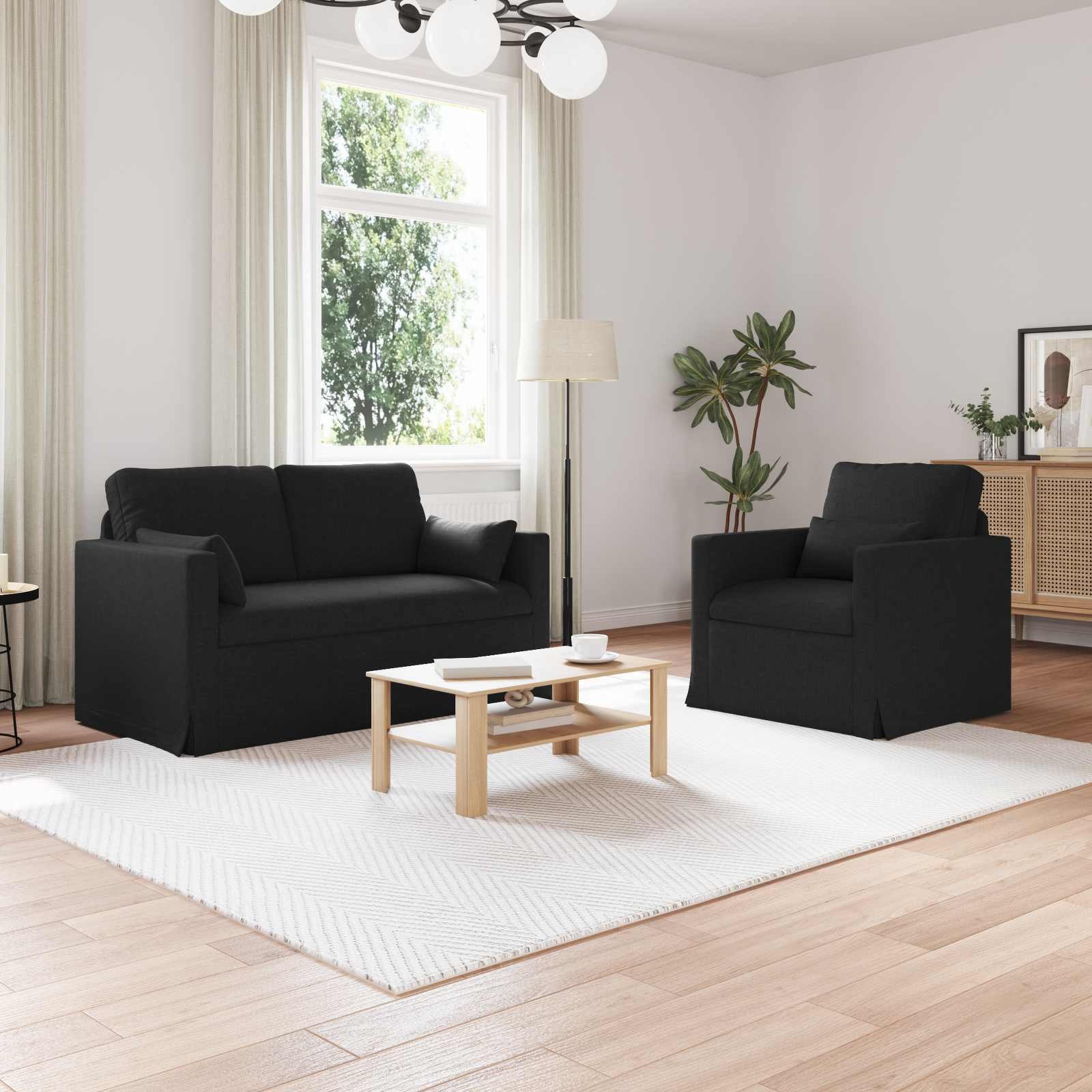 vidaXL Sofa 2 pcs Black Metal