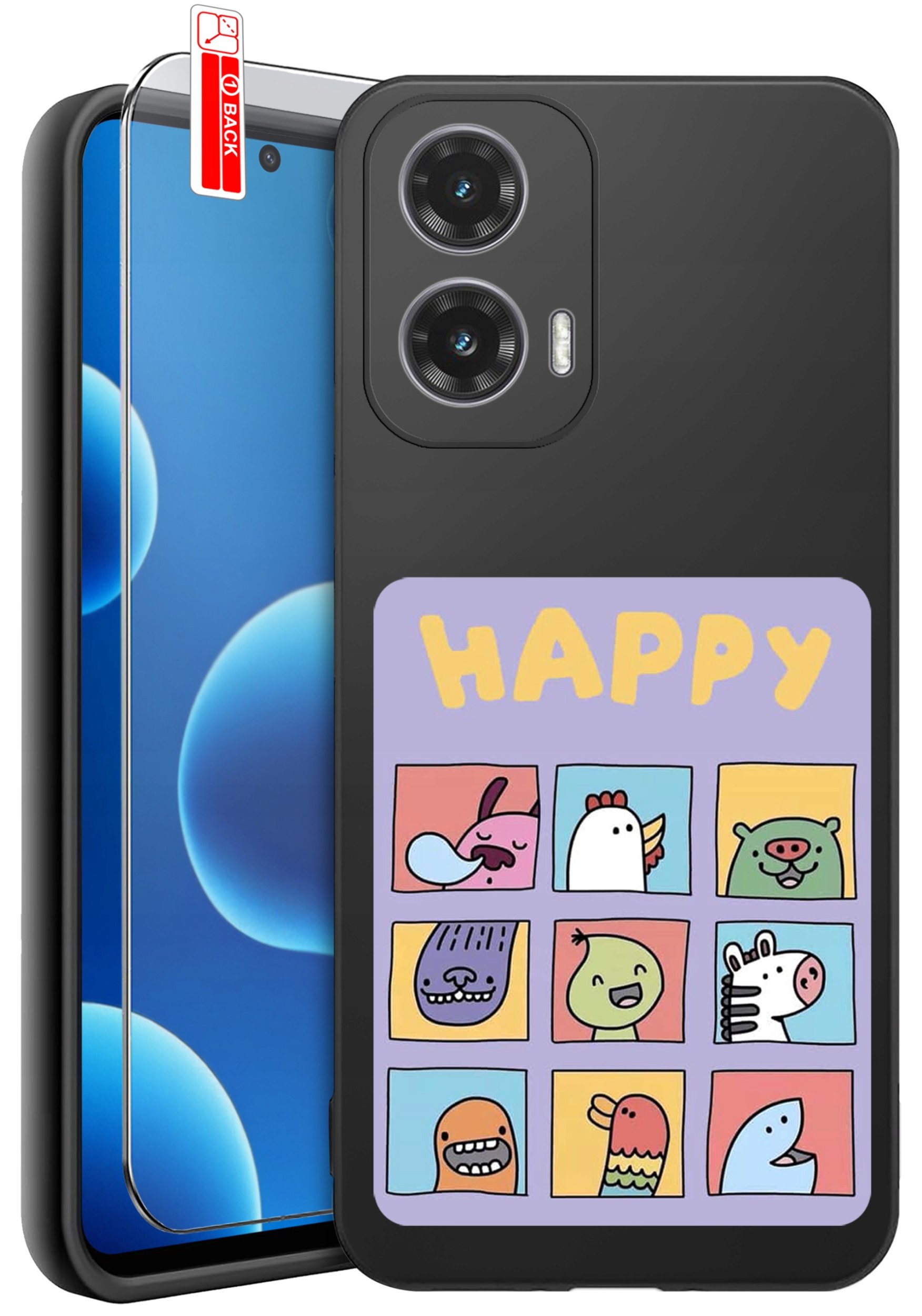 ETUI do Motorola Moto G45 5G | WZORY | SILIKONOWE MATT CASE + SZKŁO 9H