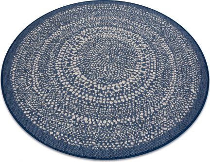 Dywany Łuszczów Dywan koło SZNURKOWY SIZAL FLAT 48834591 Kropki, niebieski, koło 120 cm