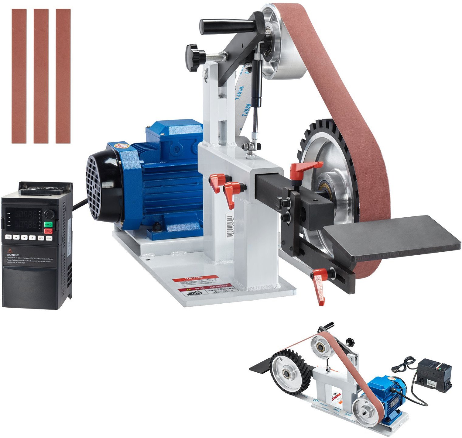 Szlifierka stołowa 1500W taśmowa i tarczowa precyzyjne szlifowanie narzędzi