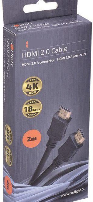 Solight HDMI kabel s Ethernetem, HDMI 2.0 A konektor - HDMI 2.0 A konektor, blistr, 2m