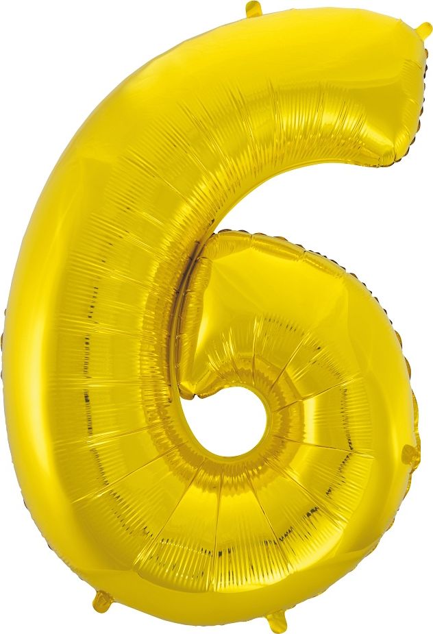 GoDan Balon foliowy cyfra "6" złota, 85cm