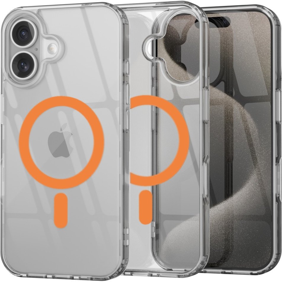 Etui Supero TPU Acrylic z MagSafe do iPhone 16, pomarańczowe
