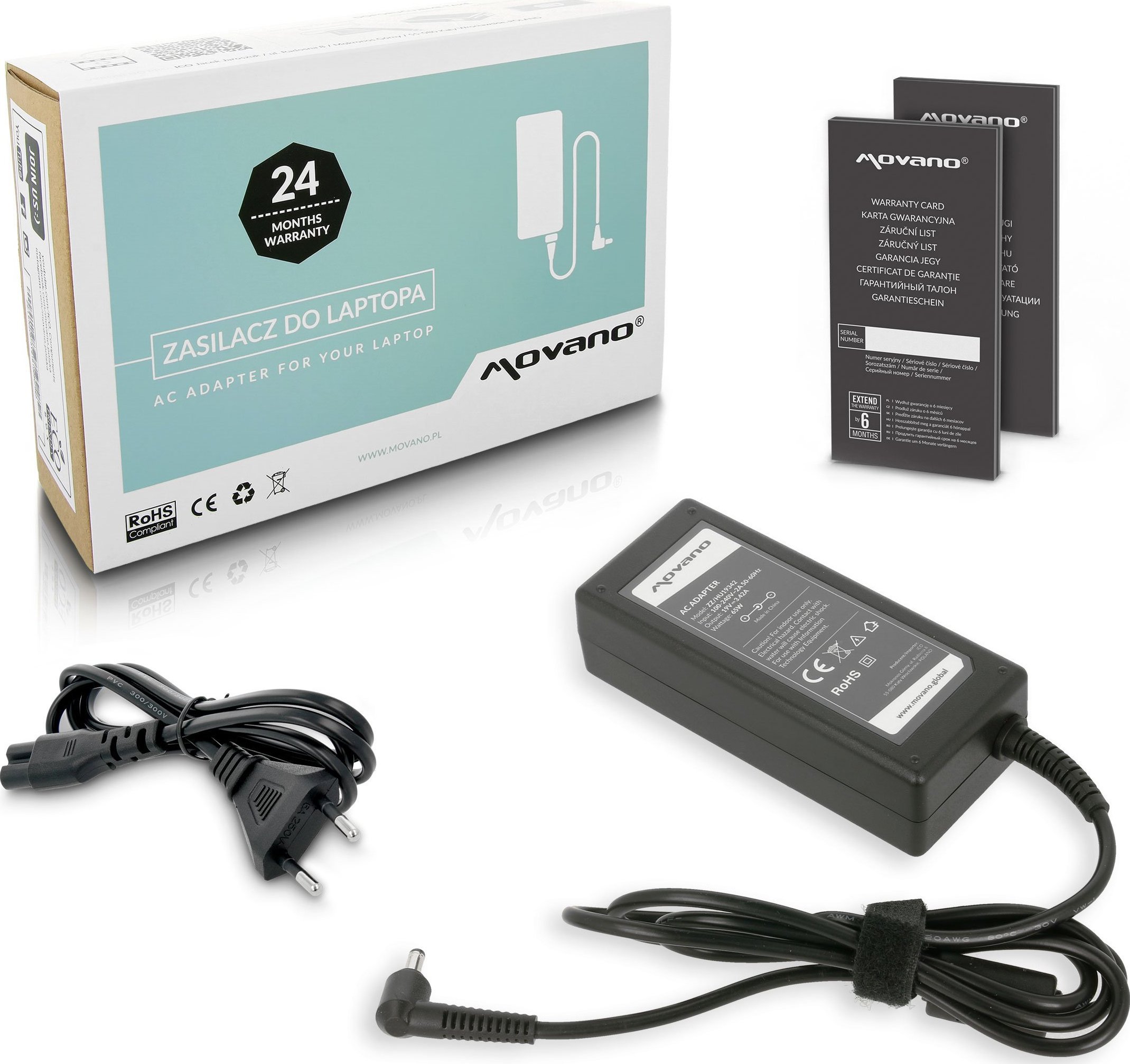 Zasilacz do laptopa Movano Ładowarka do Huawei 19v 3.42a 65W 4.0x1.7mm