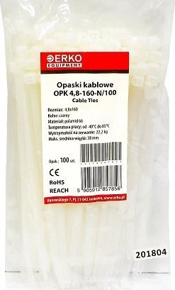 Organizer Erko Opaska zaciskowa biała OPK 160/4,8 op.100szt ERKO