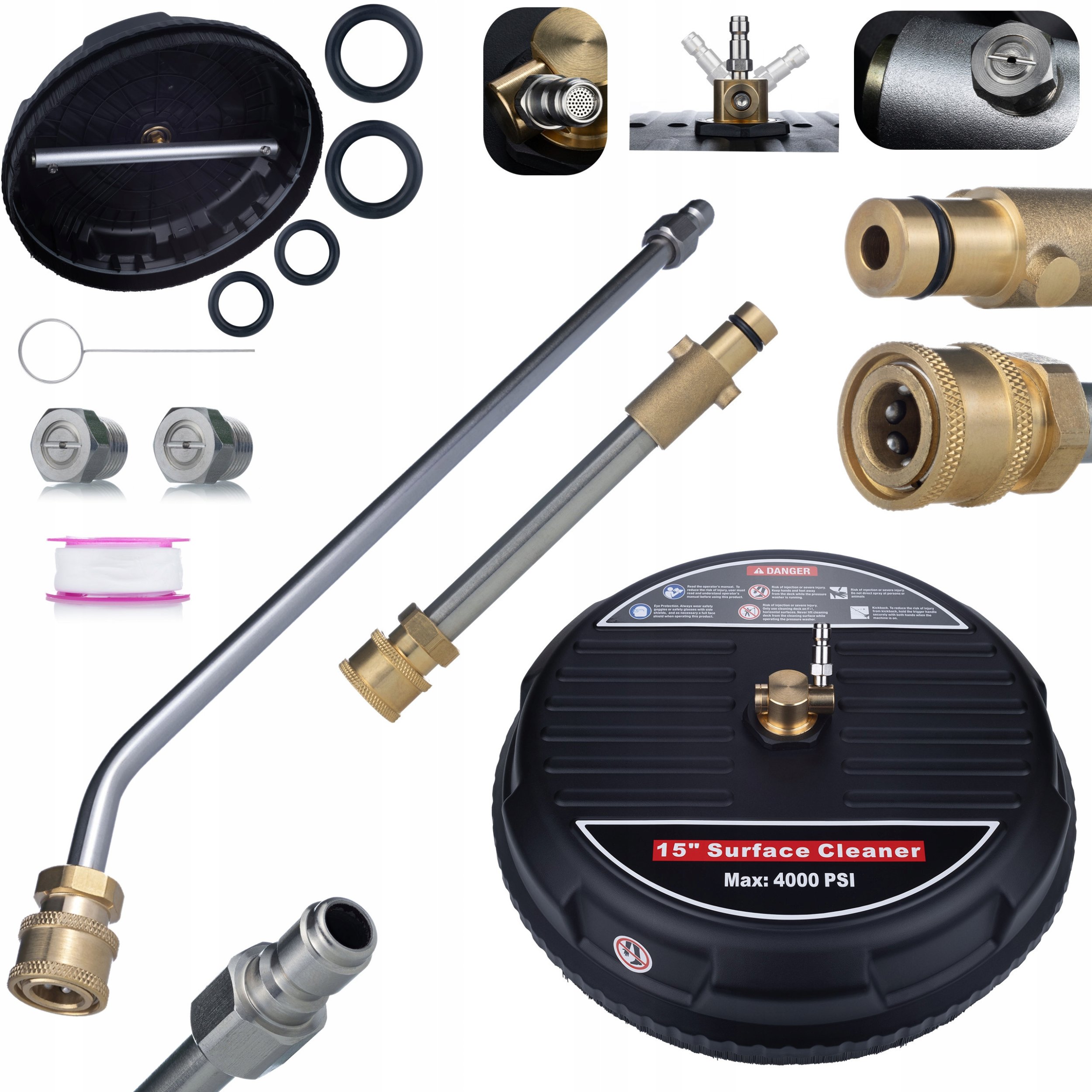 JetLine ProSet T-Racer 15" + Lanca 70 cm 1/4" + Adapter Bayonet | Zestaw czyszczący do myjek ciśnieniowych