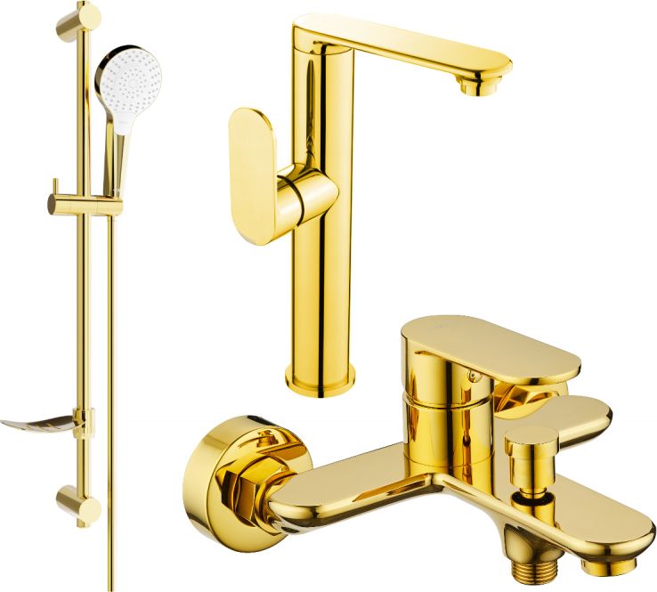 Mexen Mexen Milo DF05 zestaw wannowy, złoty - 713153DF05-50