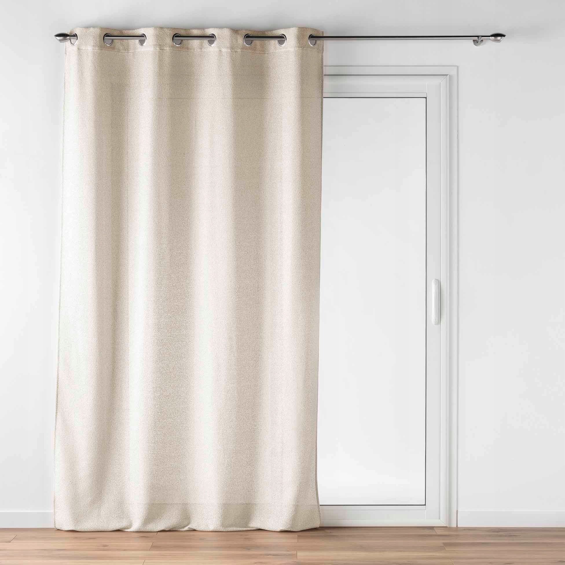 Douceur d`Interieur Beżowa firanka na przelotkach z efektem lnu, LUOLINE, 140 x 240 cm