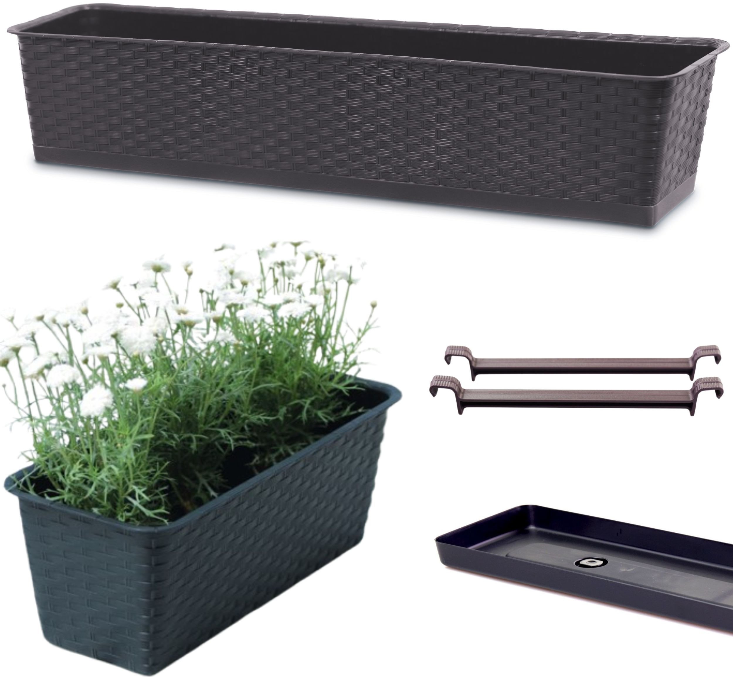 Skrzynka balkonowa Ratolla z podstawką ISR800P Doniczka prostokątna