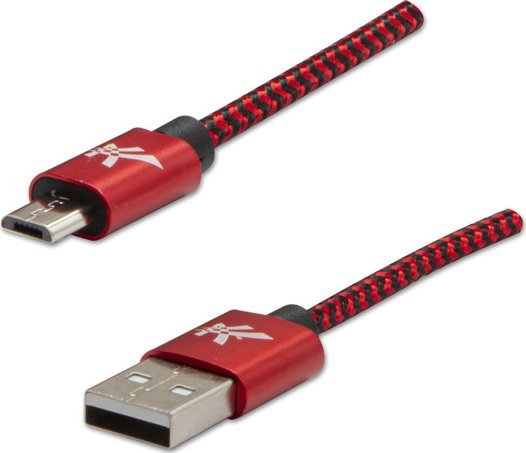 Kabel USB Logo USB-A - microUSB 1 m Czarno-czerwony