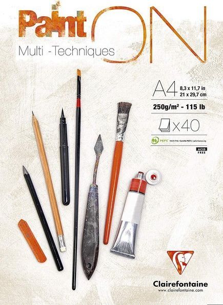 Clairefontaine blok Paint On, A4, 40 ark. 250g /4 uniw